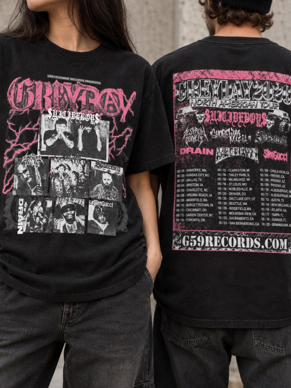 Grey Day Tour 2026 G59 Black Graphic T-Shirt